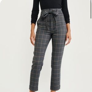 Abercrombie & Fitch Plaid Paperbag Tie Pants